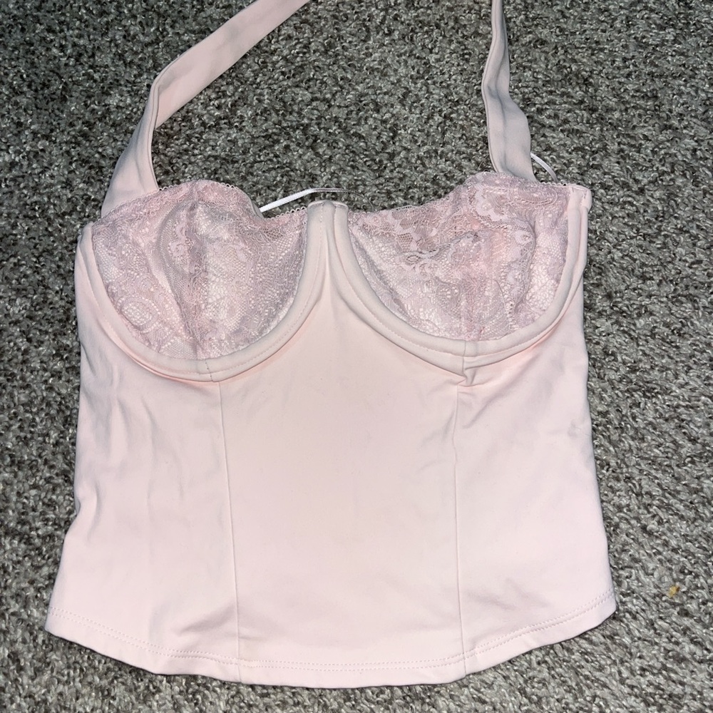 Elegant Pink Lace Bustier Top